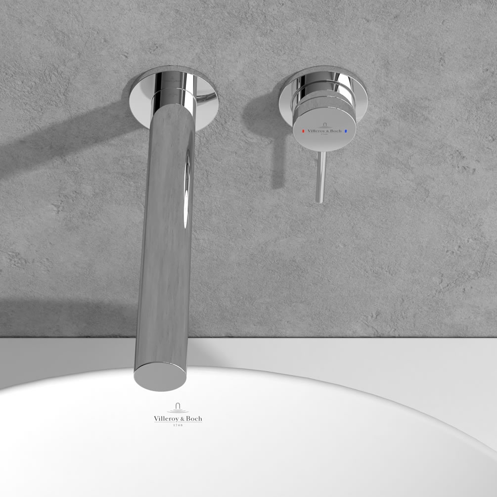 Lifestyle image of Villeroy & Boch Loop & Friends Chrome Wall-Mounted Basin Tap